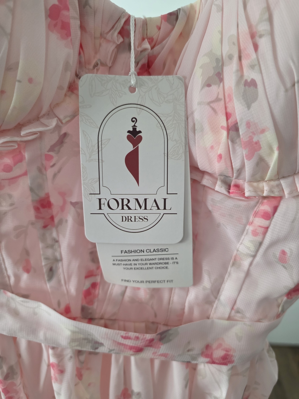 Women's Pink Floral Chiffon Dress - Picture 4 of 5